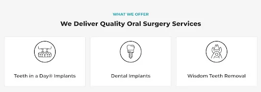 Services offered by Ridge oral Surgery and dental implants 